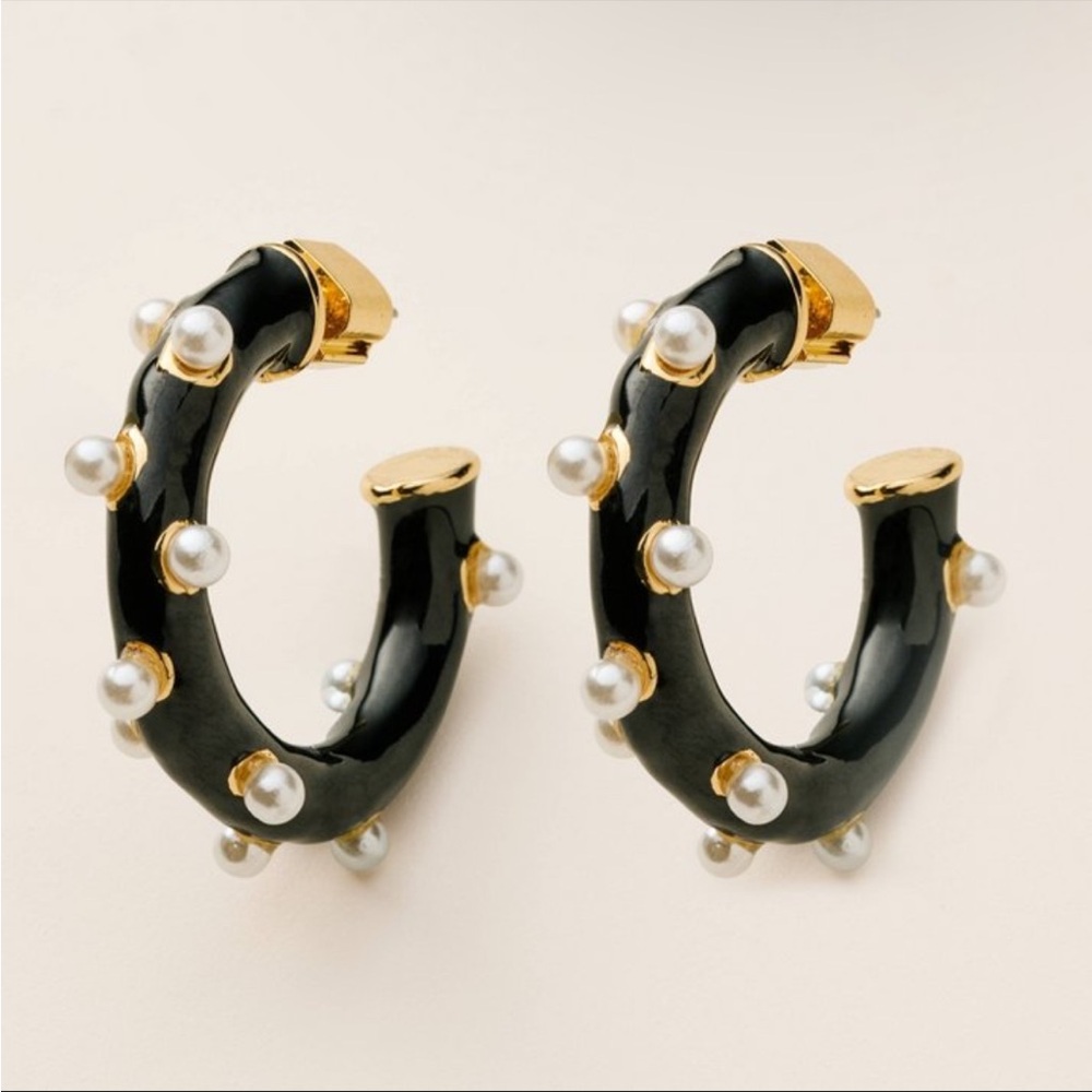 Kate Spade x Target polka dot hoop earrings black with pearls